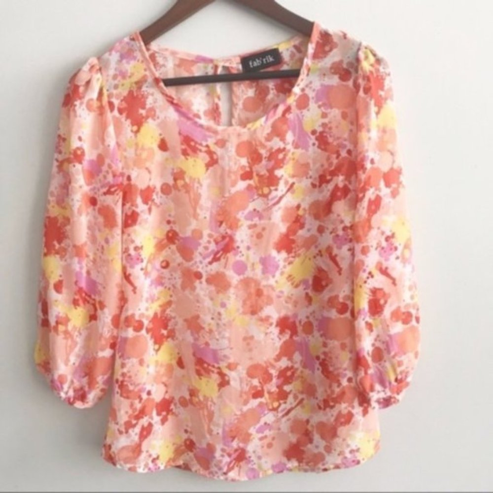 Fab’rik | Sheer Watercolor Print Blouse Sz. M